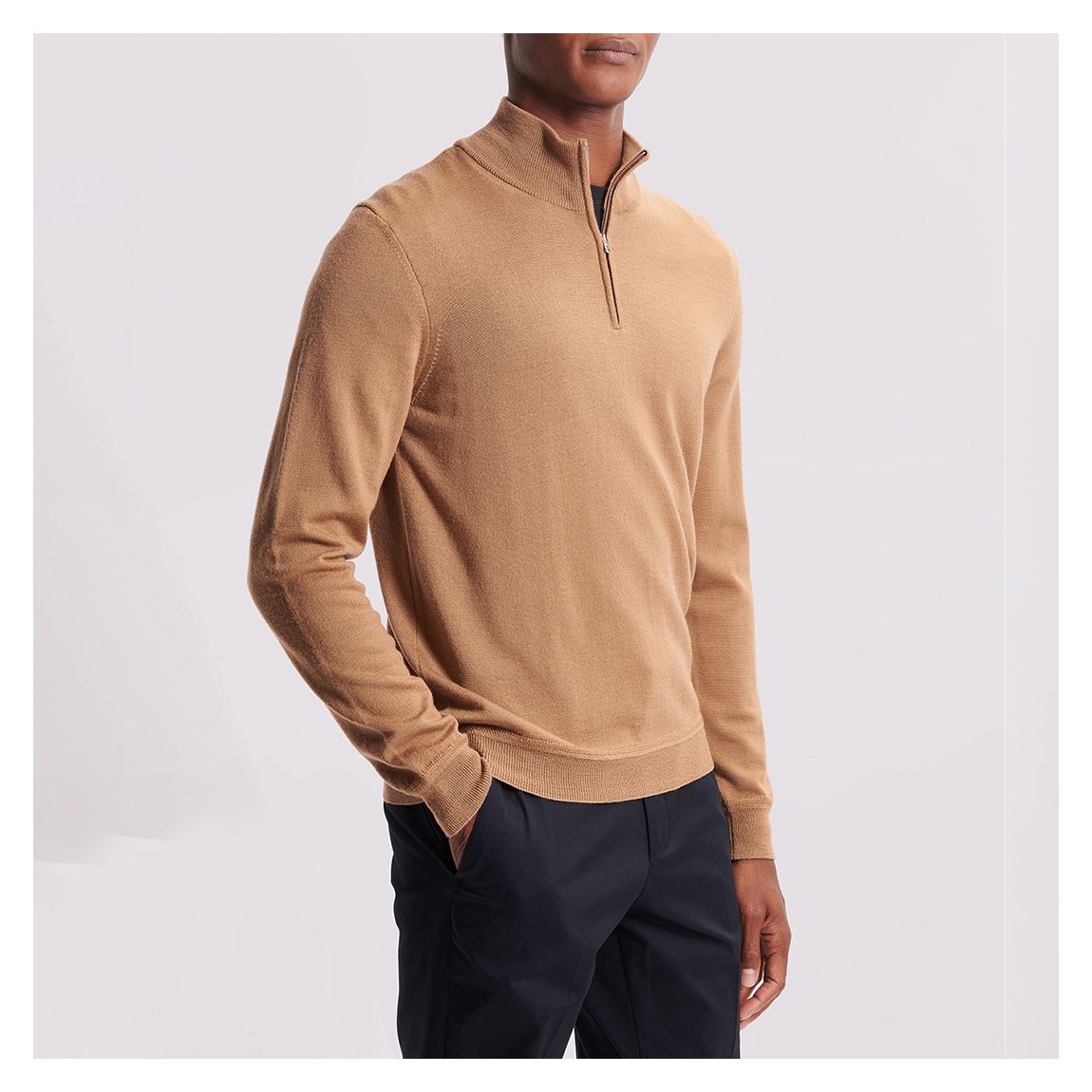 Camel Half Zip Merino Wool Jumper main product photo