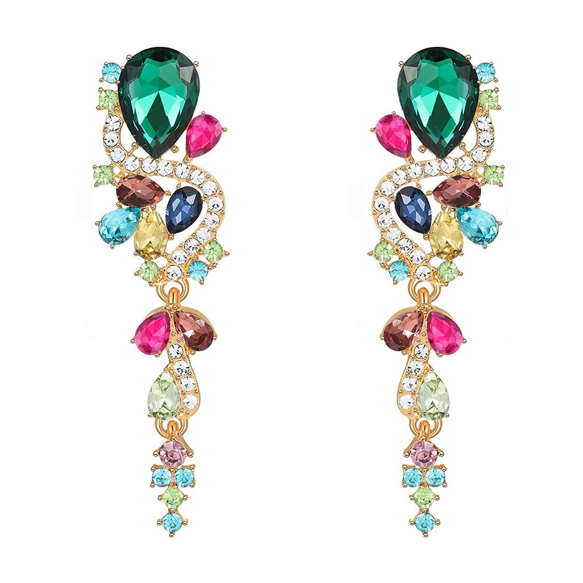 18K Gold Multi Color Pastel Chandelier Earrings main product photo
