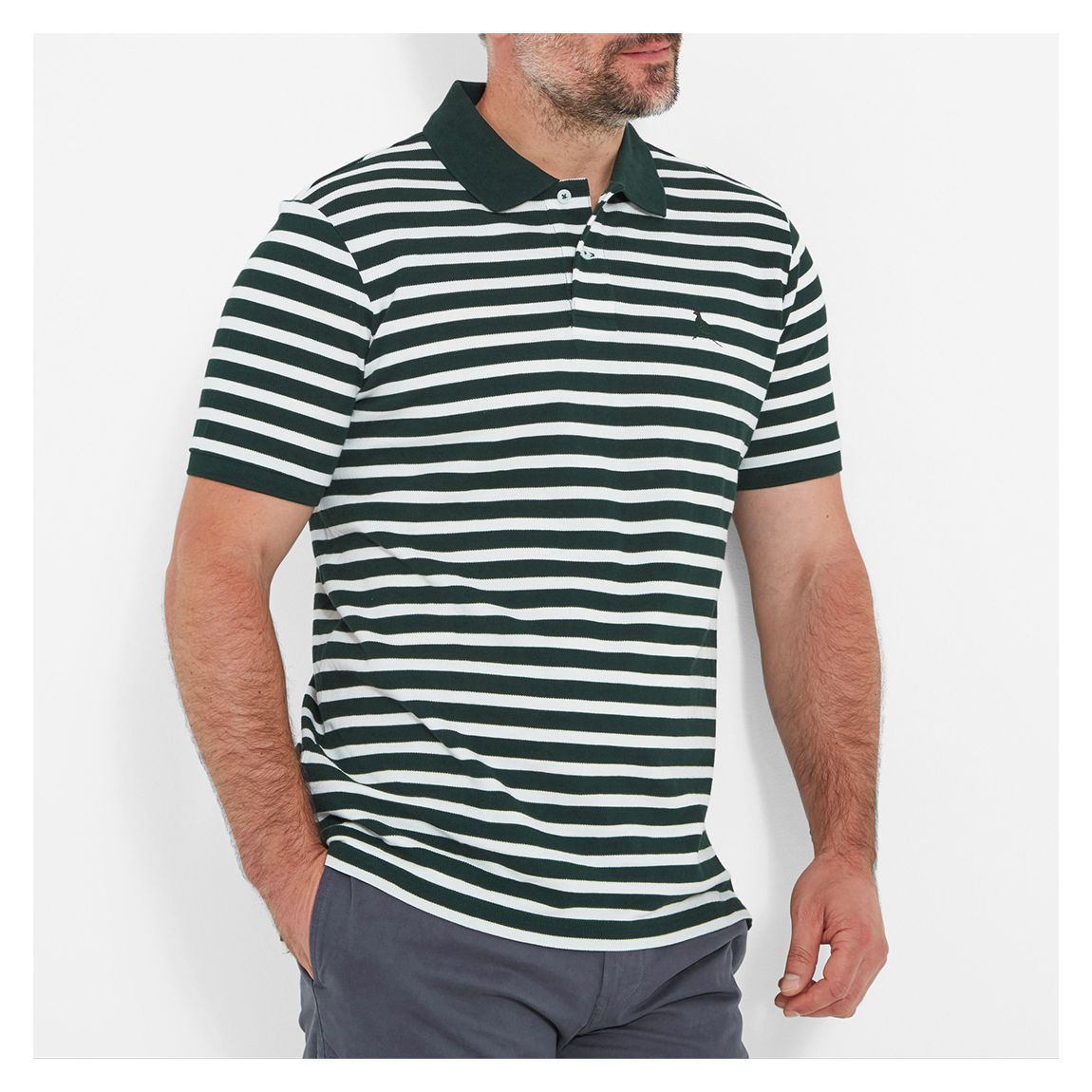 Green/White St Ives Cotton Polo main product photo