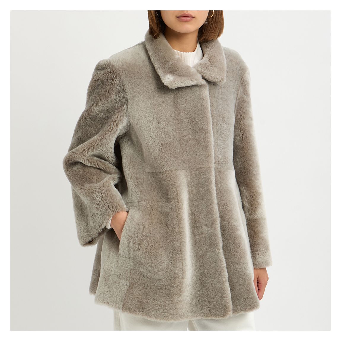 Sand Short Shearling Jacket main product photo