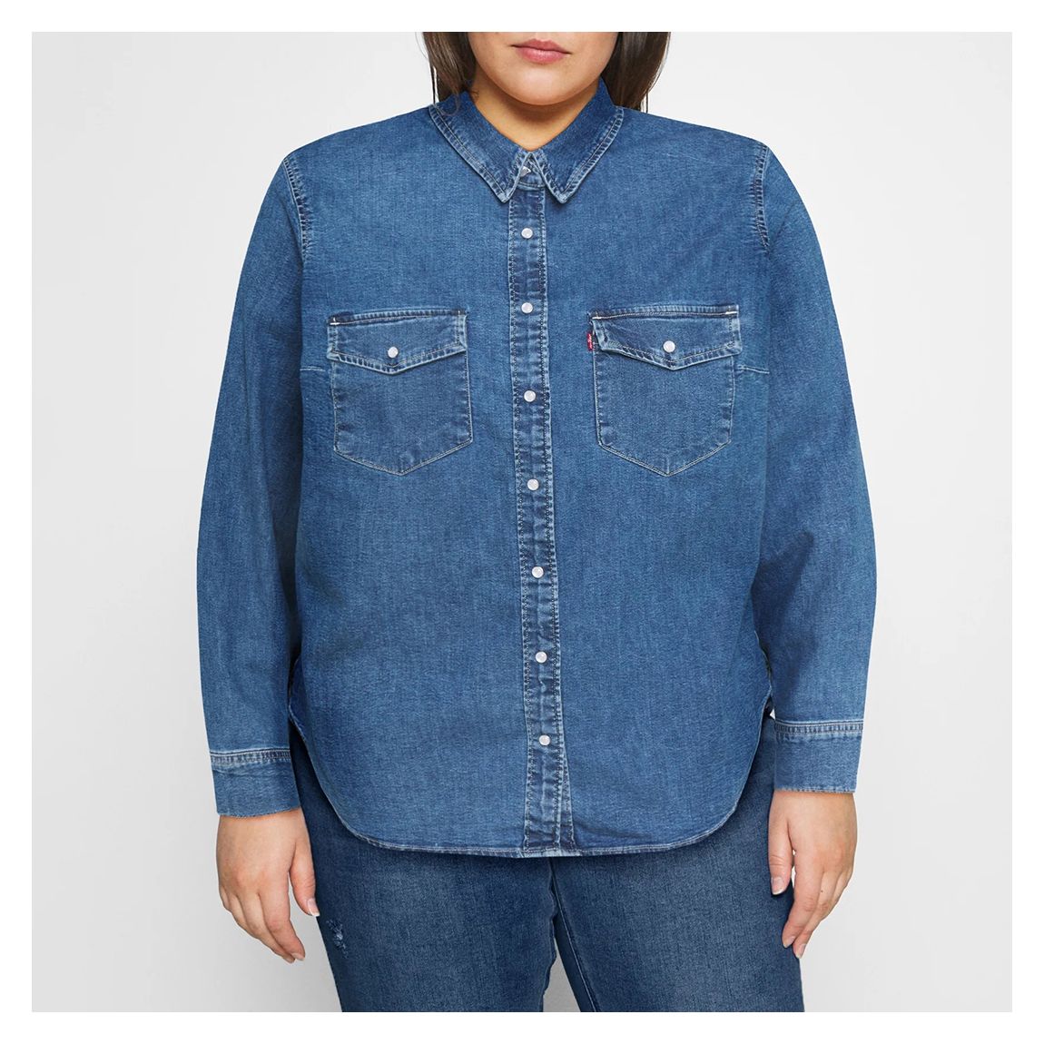 Dark Blue Plus Denim Shirt main product photo
