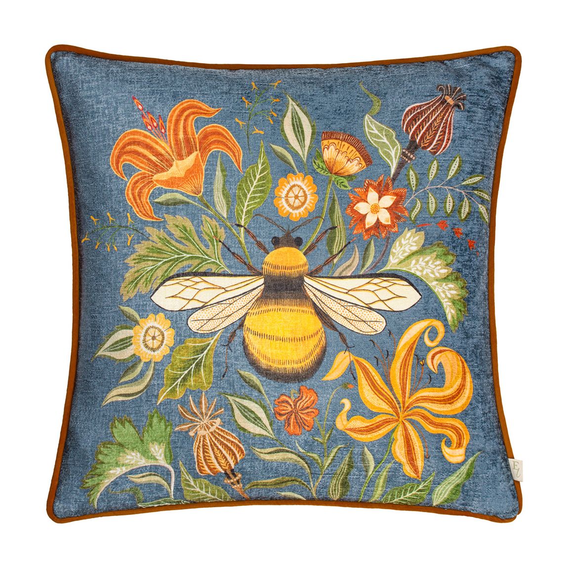 Hawthorn Bee 43x43cm Cushion, Petrol main product photo