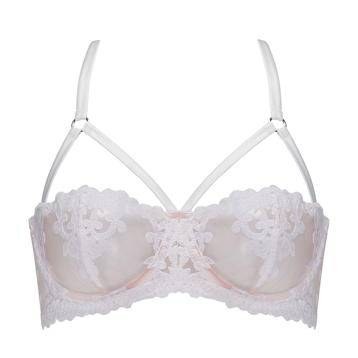 White Aria Strap Balcony Bra main product photo