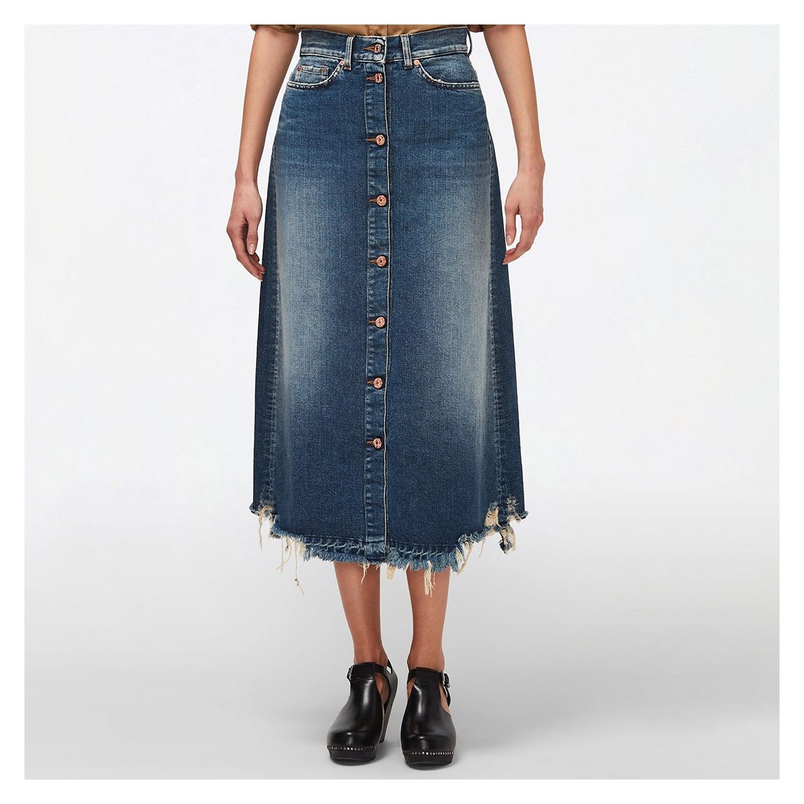 Washed Blue Nora Denim Midi Skirt main product photo