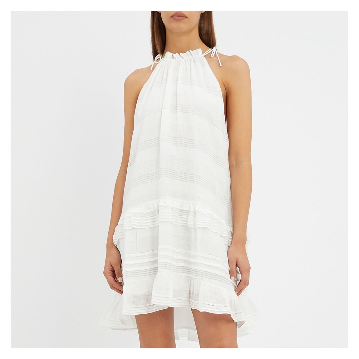 White Gabrielle Ruffle Mini Dress main product photo