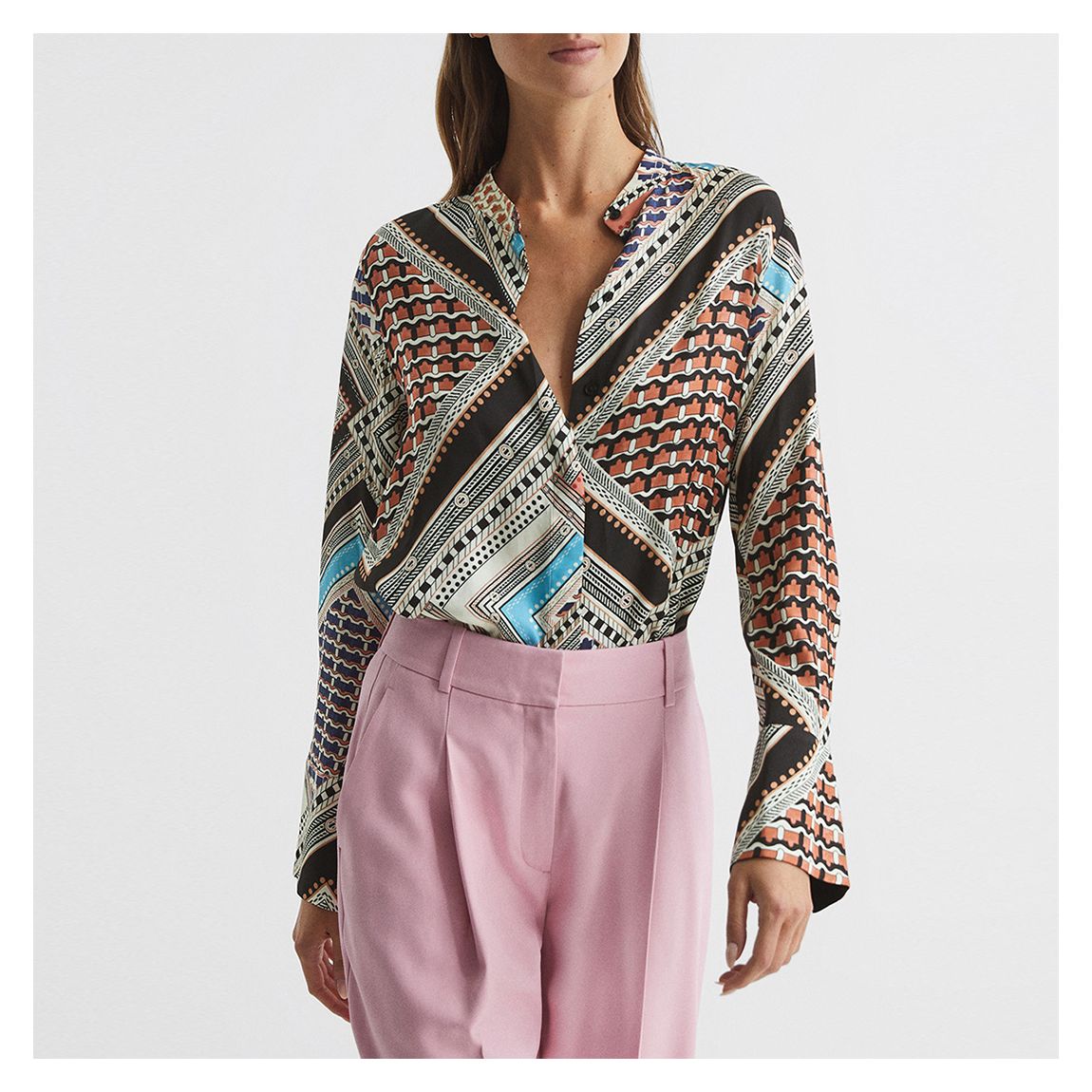 Pink Everly Scarf Print Shirt main product photo