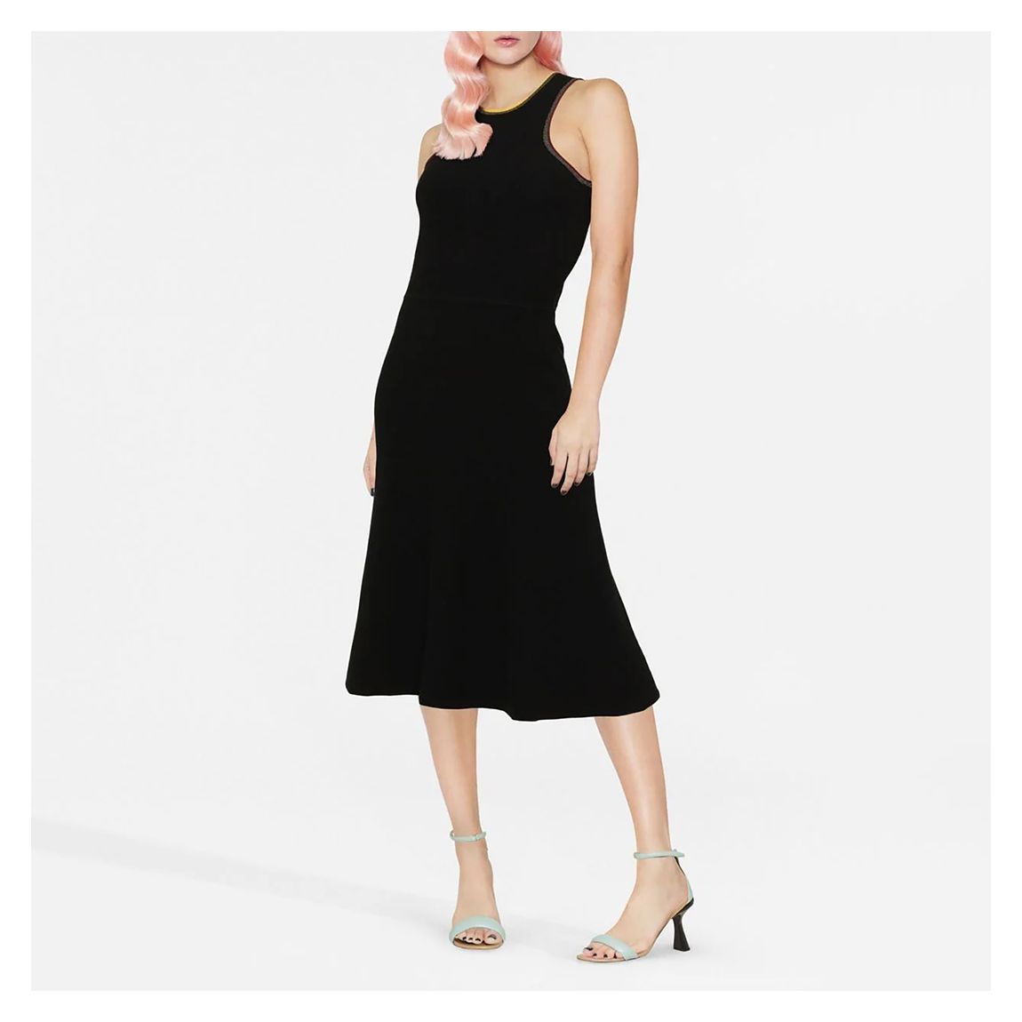 Black Cut-Out Back Cotton Blend Midi Dress main product photo