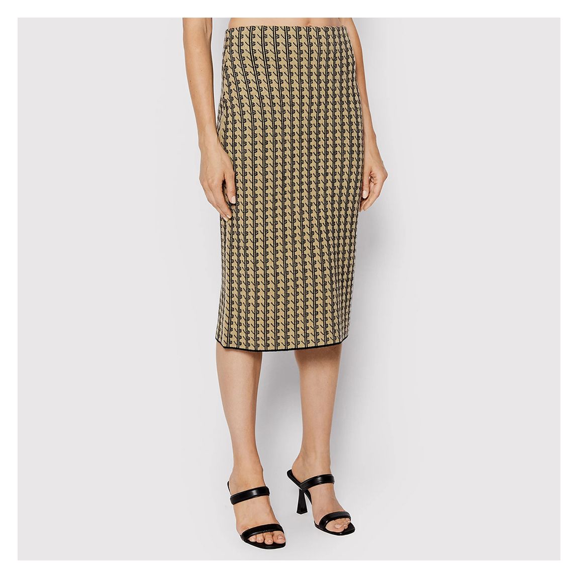 Beige/Black Check Wool Pencil Skirt main product photo