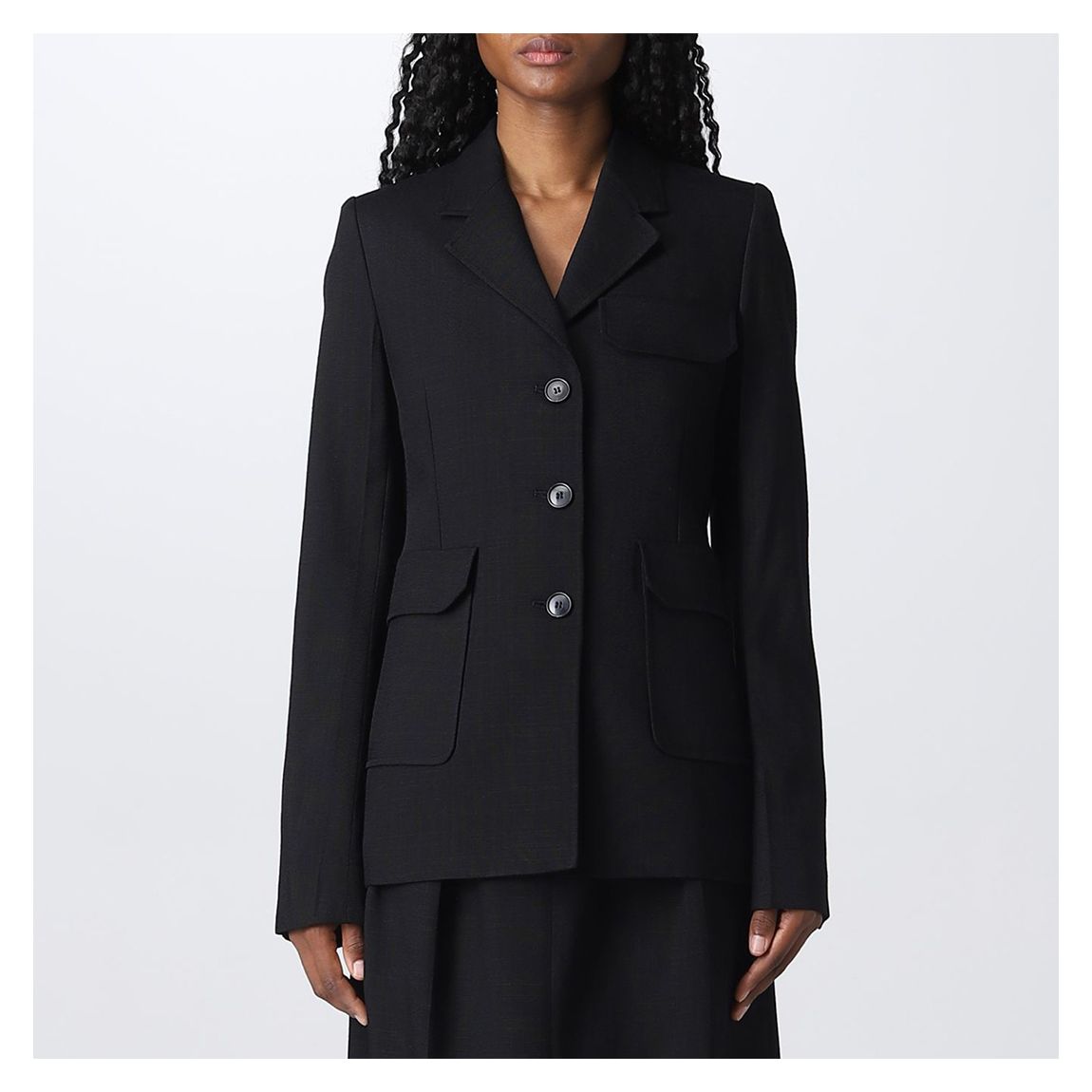Black Button Up Single Breasted Blazer main product photo