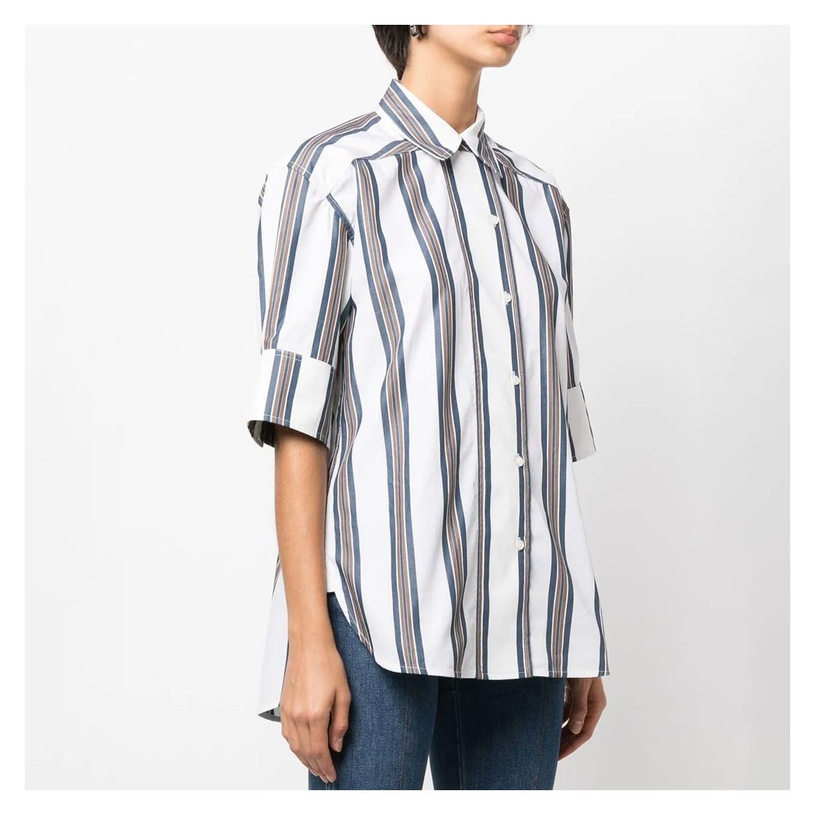Blue Stripe Short Sleeve Cotton Shirt main product photo