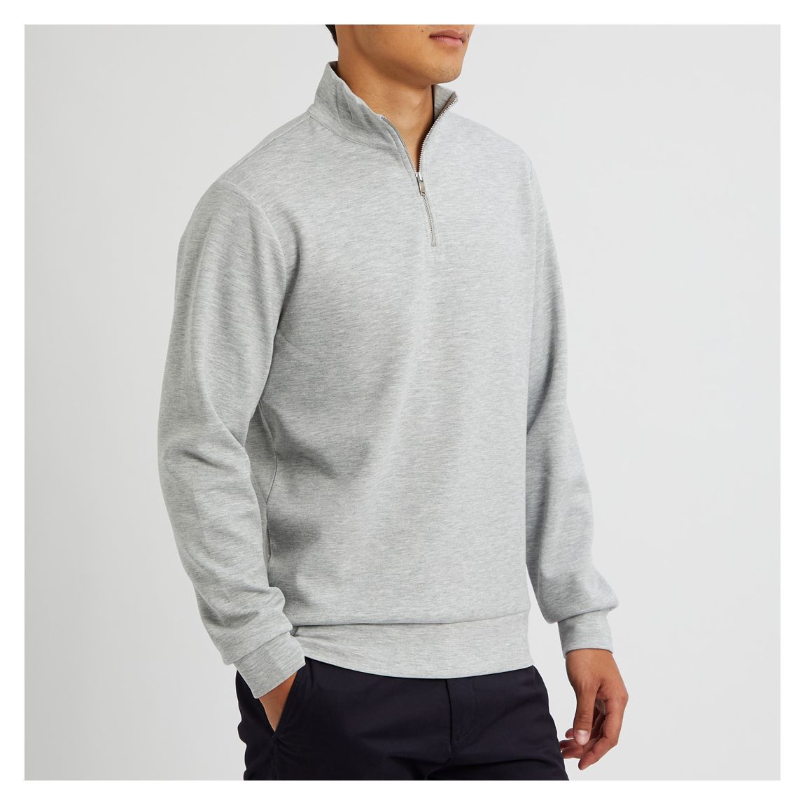 Pale Grey Seb Half Zip Sweatshirt main product photo