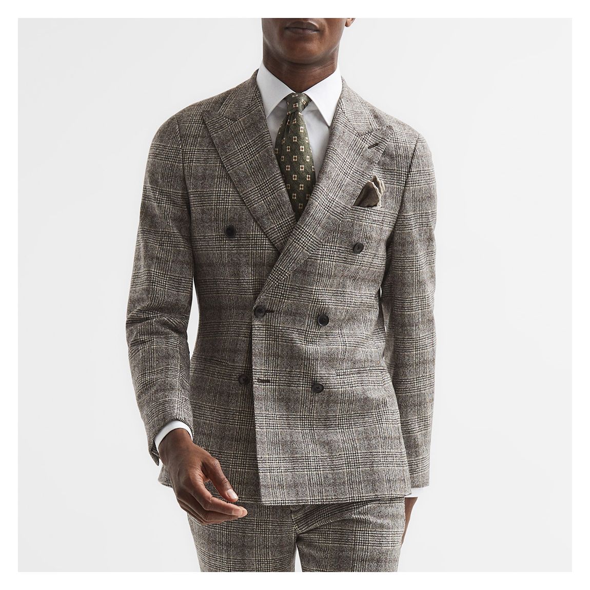 Brown Alfredo Double Breasted Check Jacket main product photo
