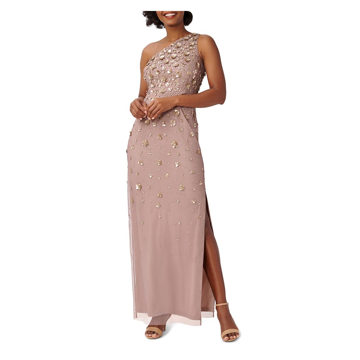 Purple One Shoulder Beaded Gown main product photo