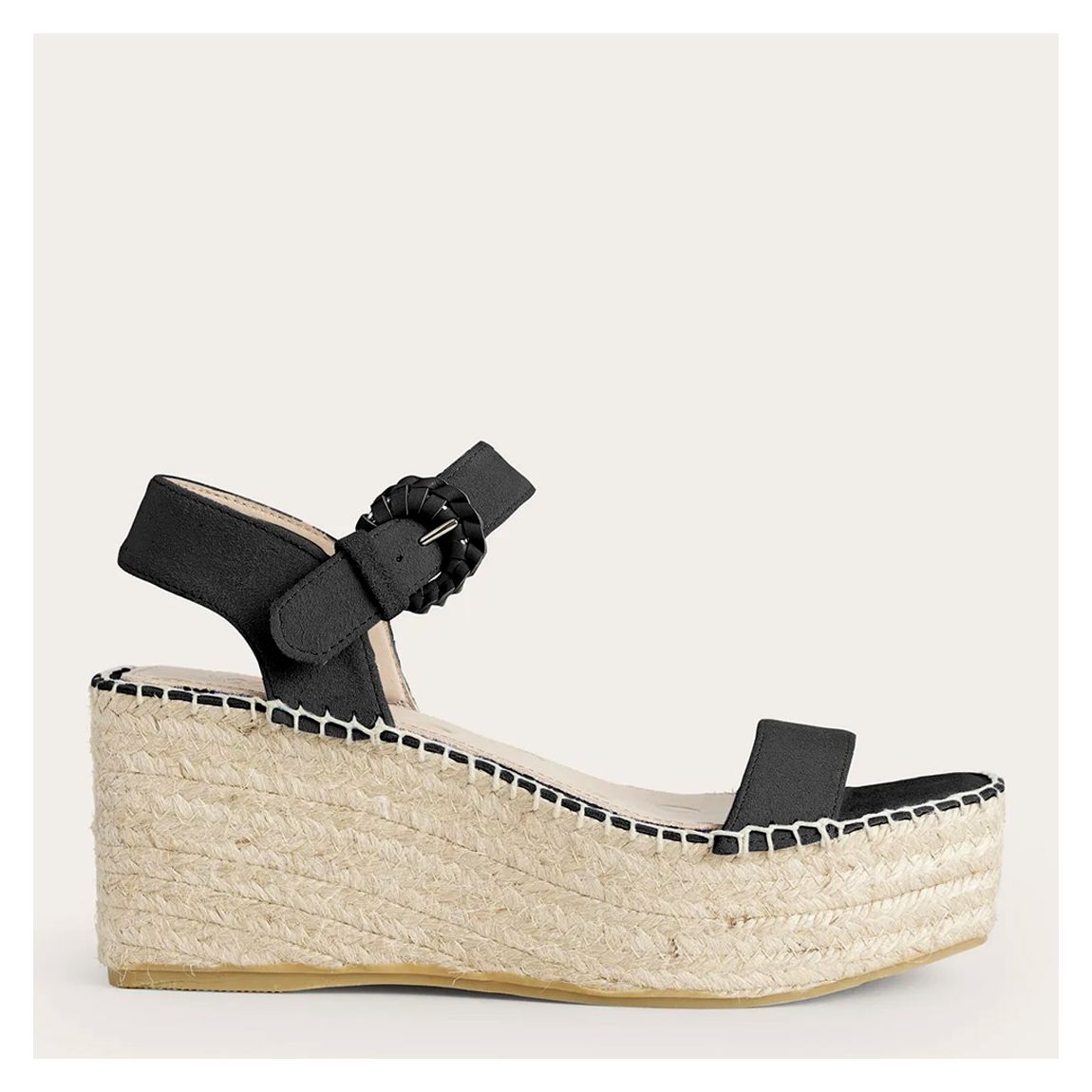 Black Leather Espadrille Wedges main product photo