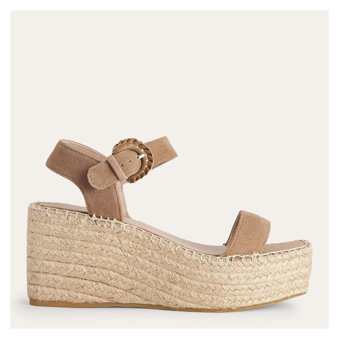 Beige Leather Espadrille Wedges main product photo