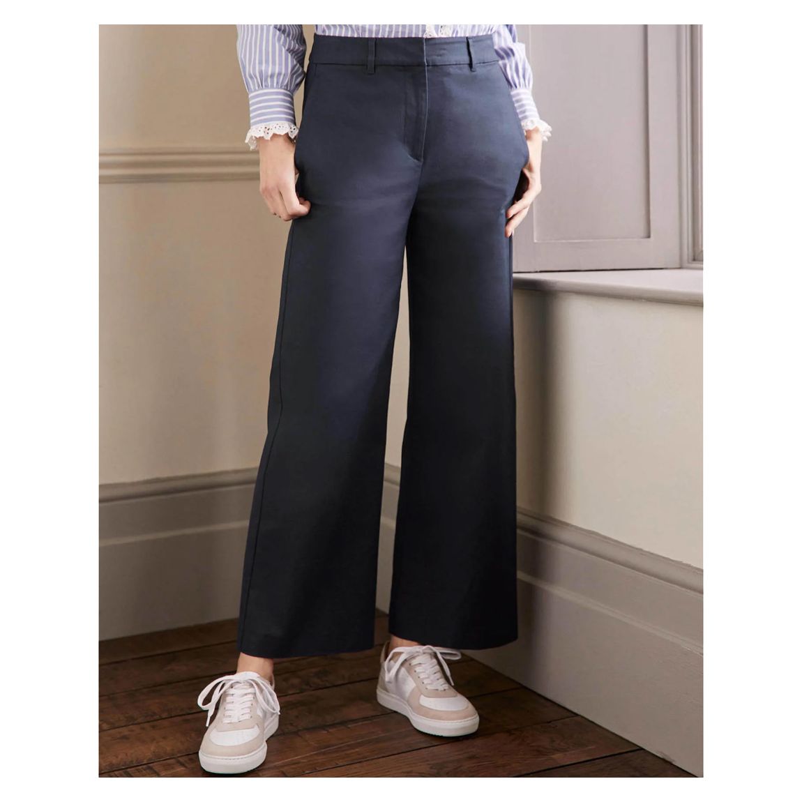 Navy High Waisted Tailored Trousers main product photo