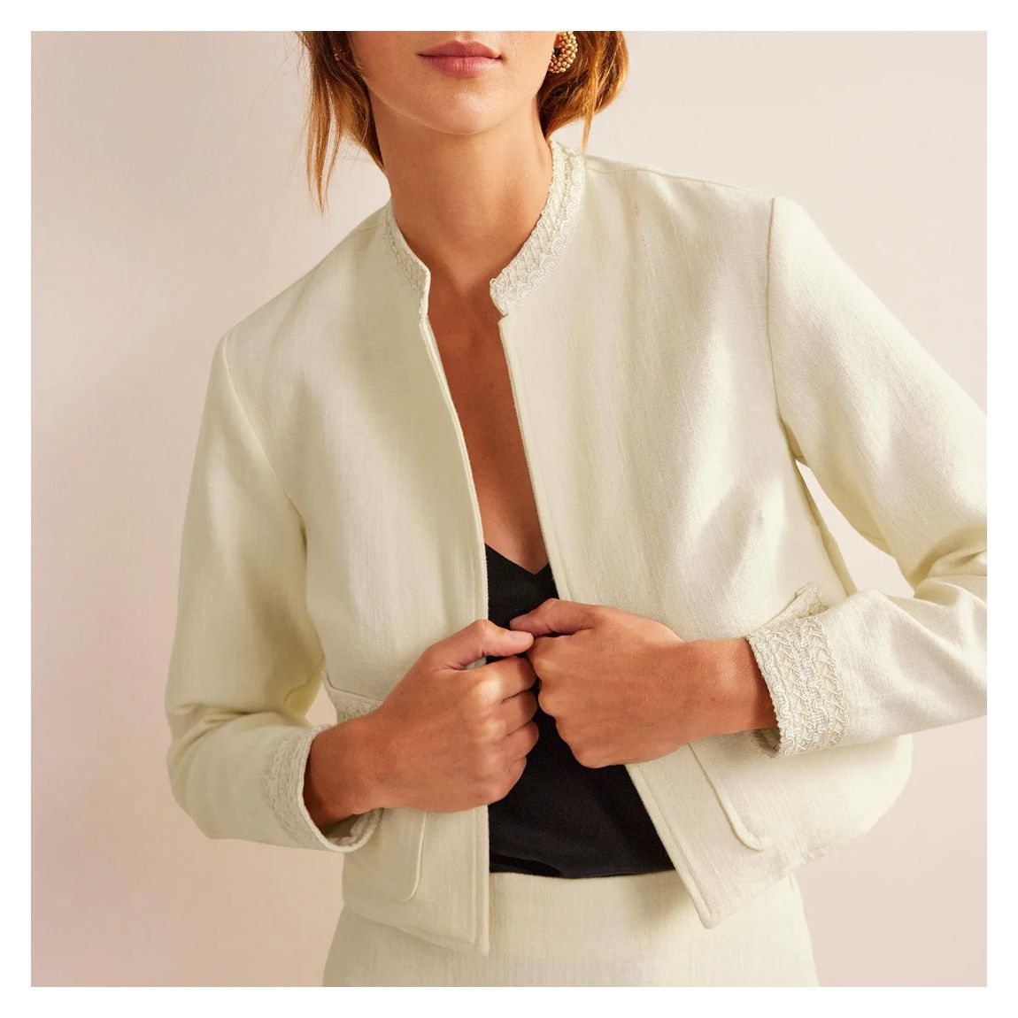 Ivory Cropped Cotton Jacket main product photo