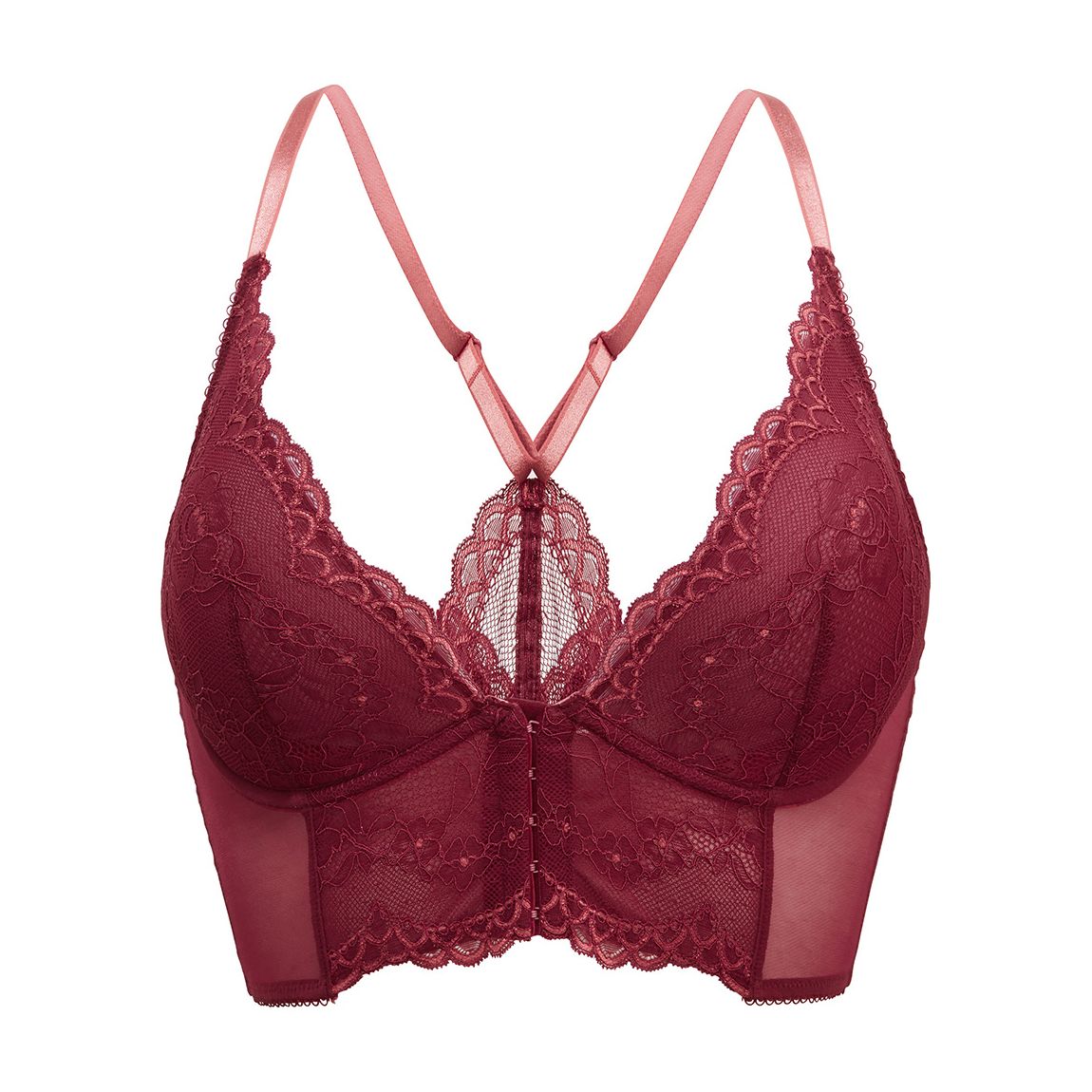 Red Superboost Lace Deep V Bralet main product photo