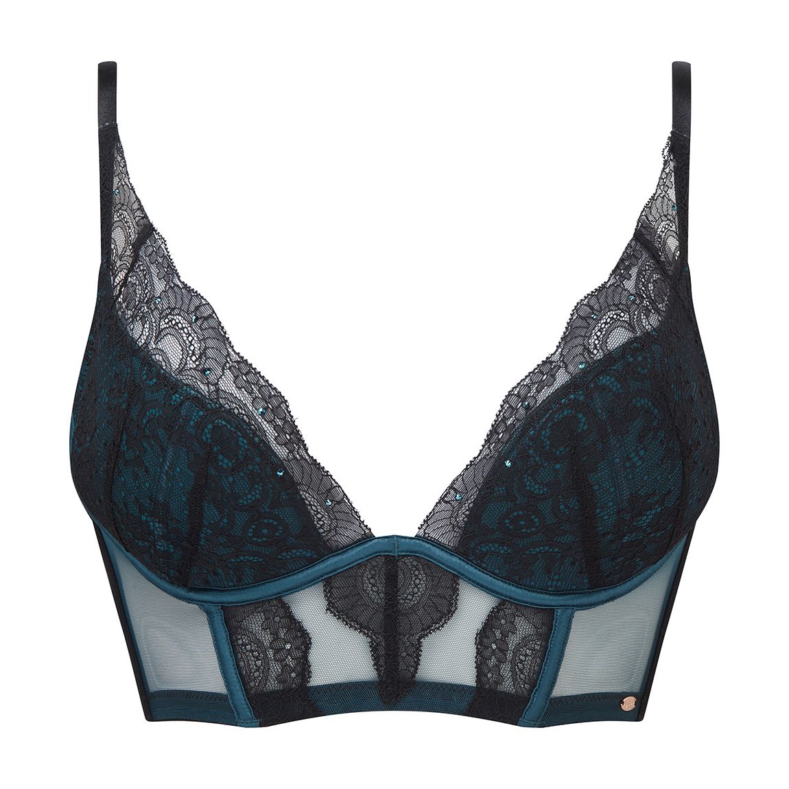Black VIP Conffesion Longline Padded Plunge Bra main product photo