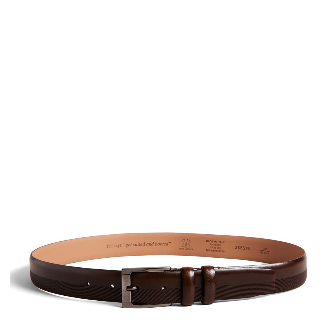 Brown Choc Harvii Etched Leather Belt main product photo