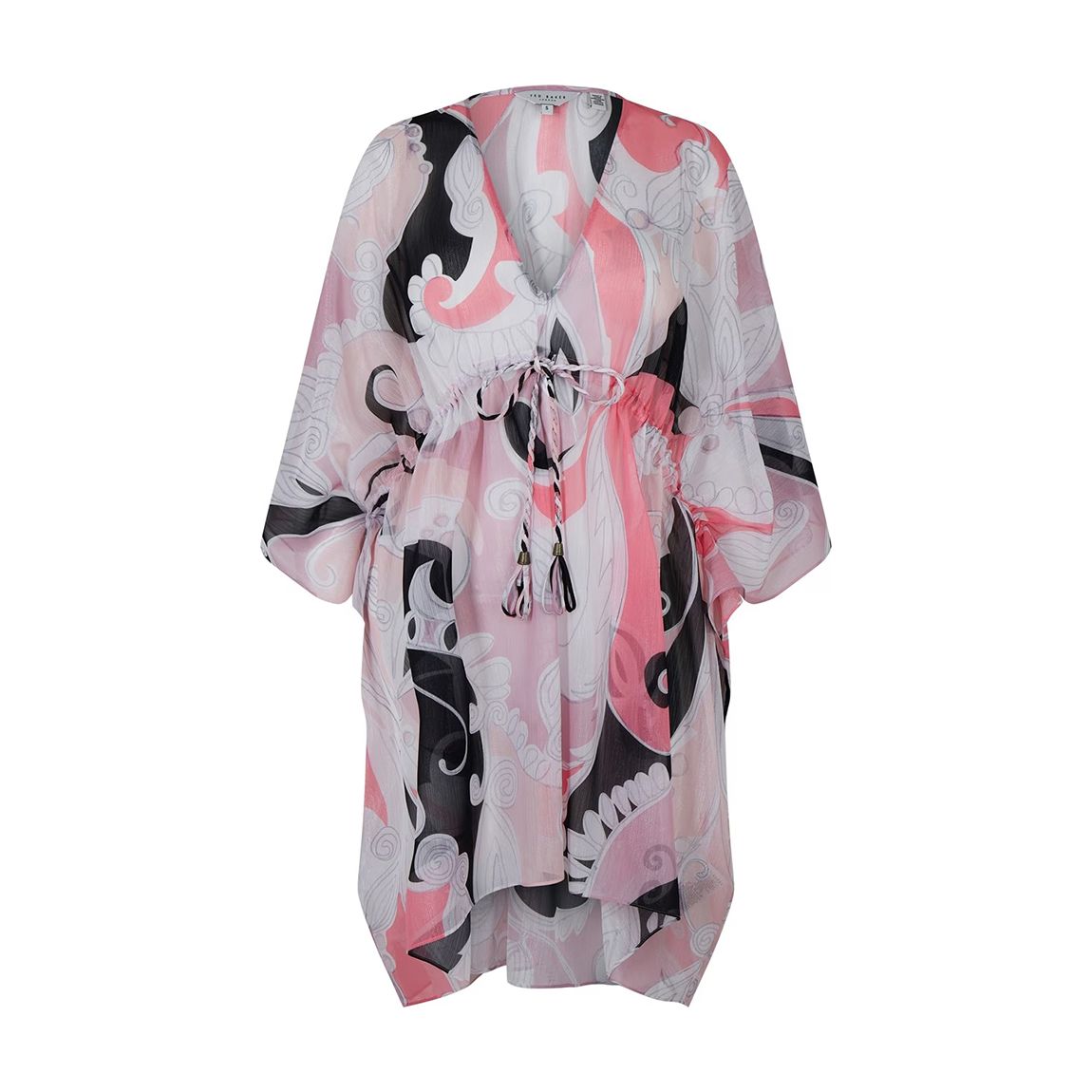 Pink Printed V-Neck Cover-Up main product photo