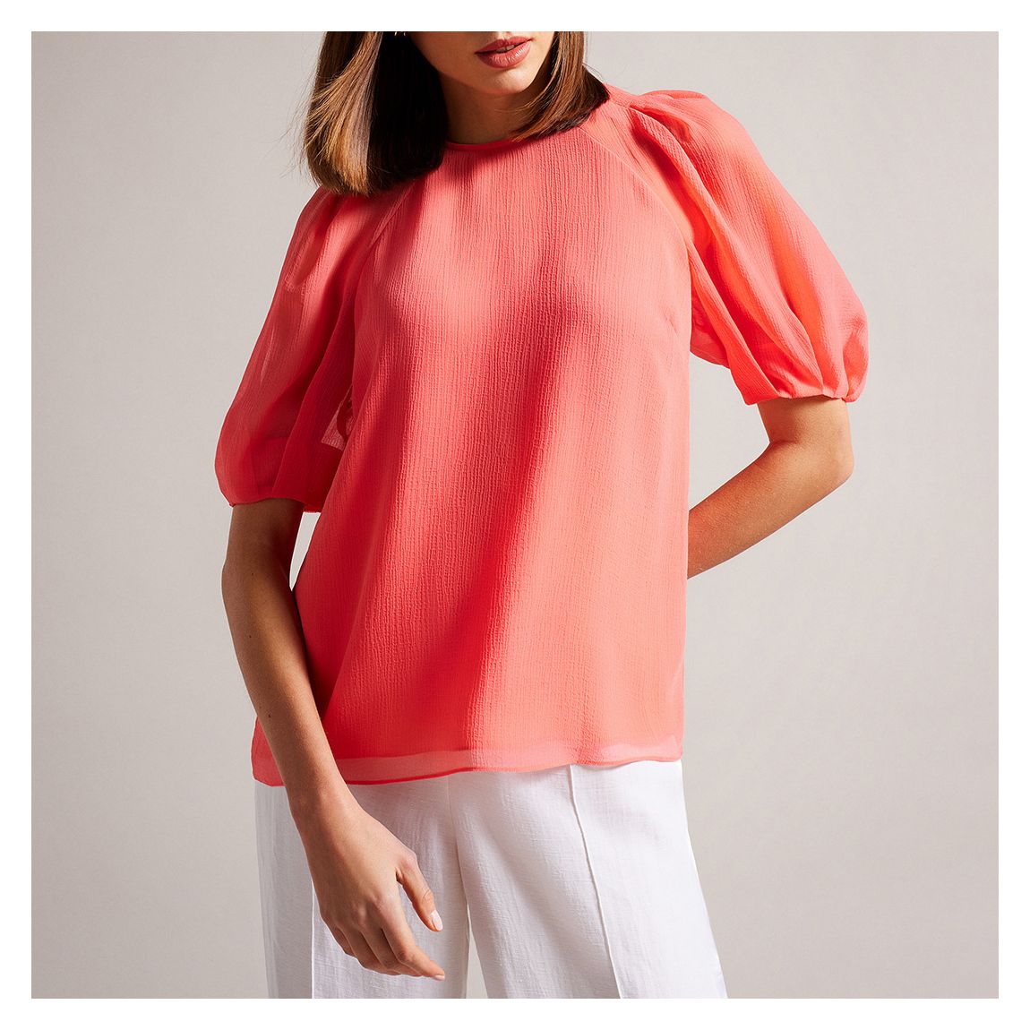 Pink Natelie Puff Sleeve Blouse main product photo