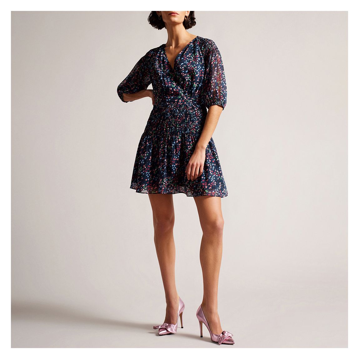 Navy Casadee Wrap Mini Dress main product photo