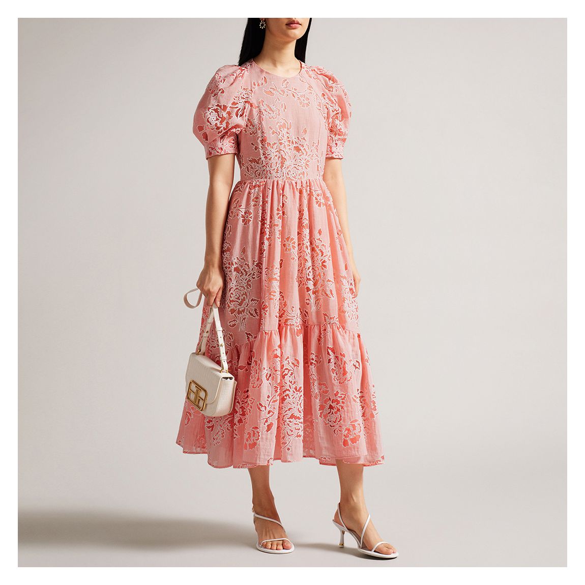 Pink Esthher Linen Blend Midi Dress main product photo