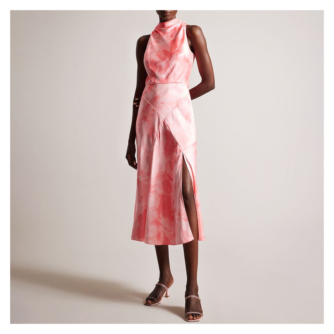 Pink Foreste Cowl Neck Midi Dress main product photo