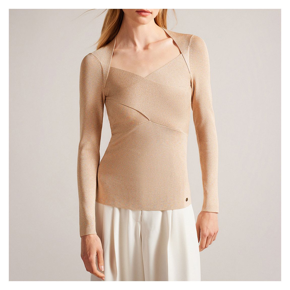 Biege Eloisy Crossover Knit Top main product photo
