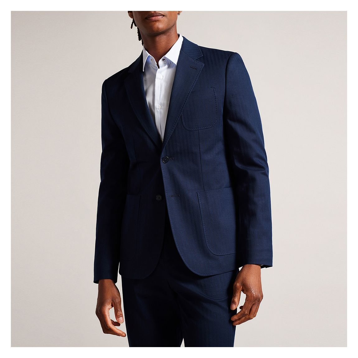Navy Shaker Slim Fit Linen Blend Jacket main product photo
