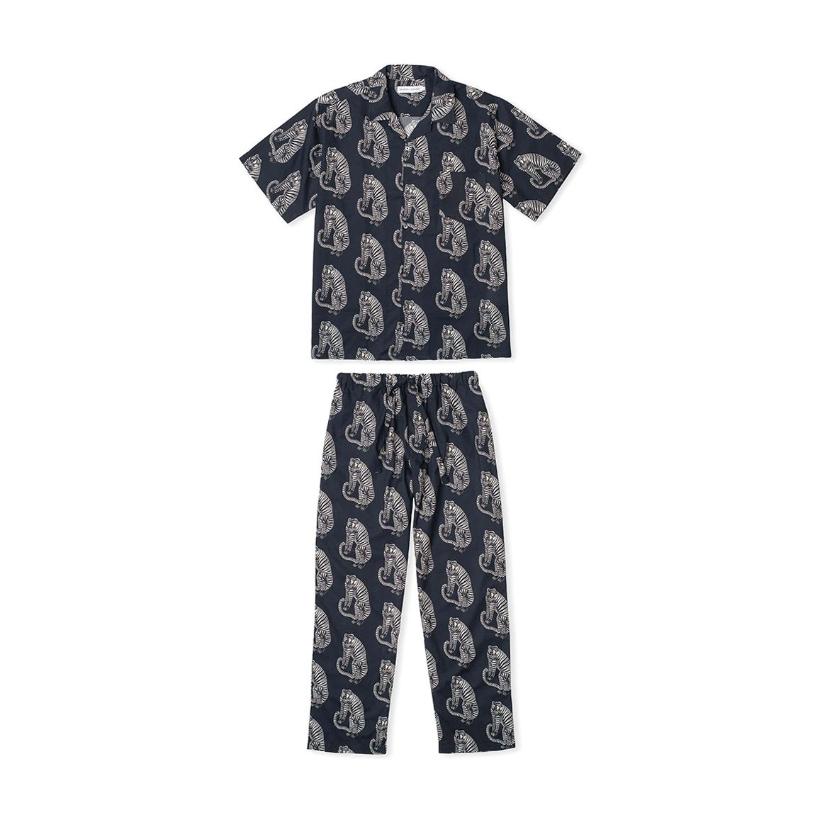 Cream Sansindo Tiger Mens Cuban Long Pyjama Set main product photo