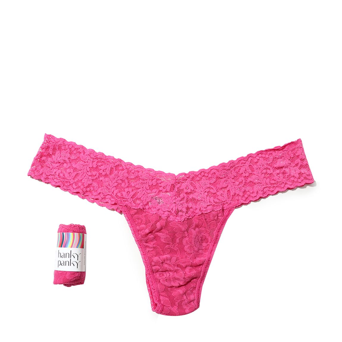 Pink Low Rise Rolled Thong main product photo