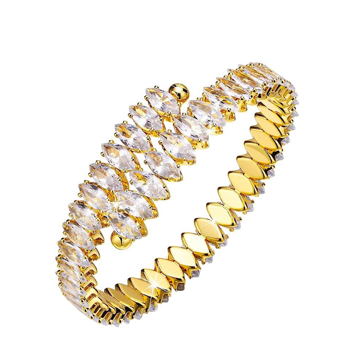 18K Gold Crystal Wrap Marquise Bangle main product photo