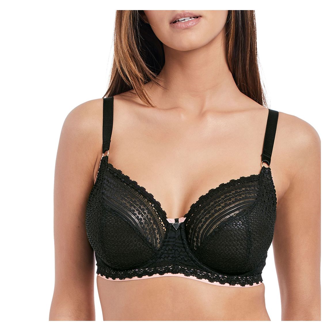 Black Daisy Lace Balcony Bra main product photo