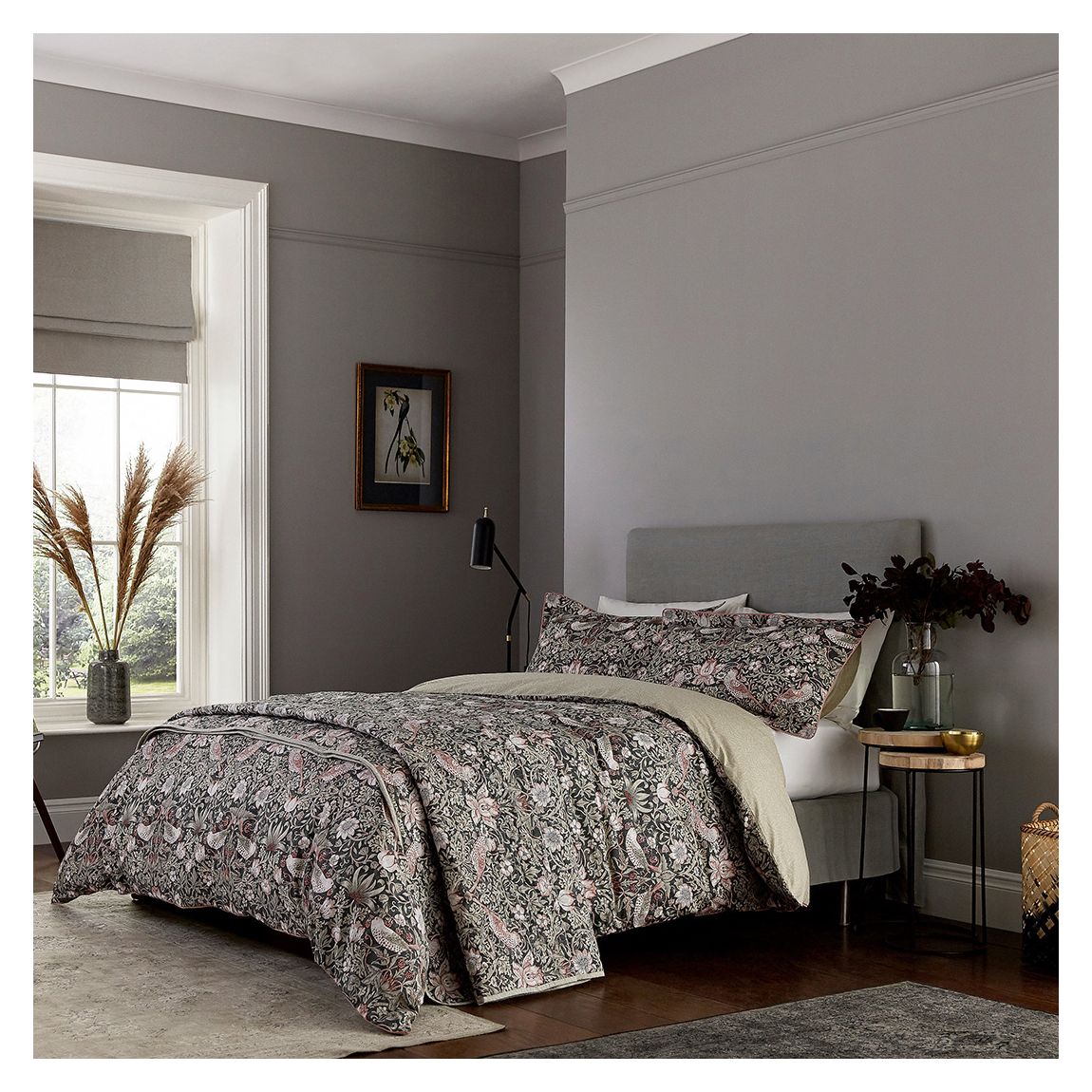 Strawberry Thief Single Duvet Cover, Charcoal main product photo