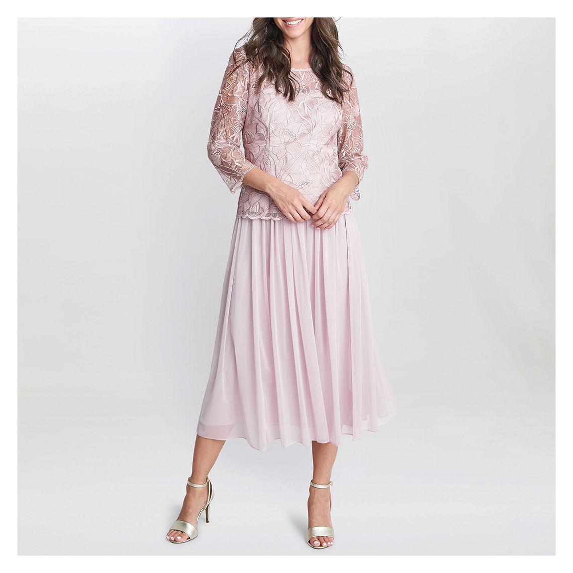 Pink Philippa Floral Lace Dress main product photo