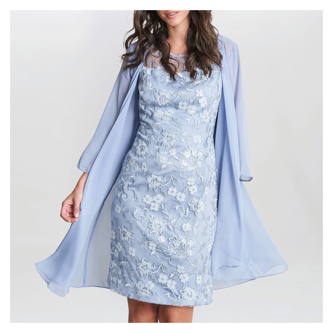 Blue Hayley Sleeveless Embroidered Dress main product photo