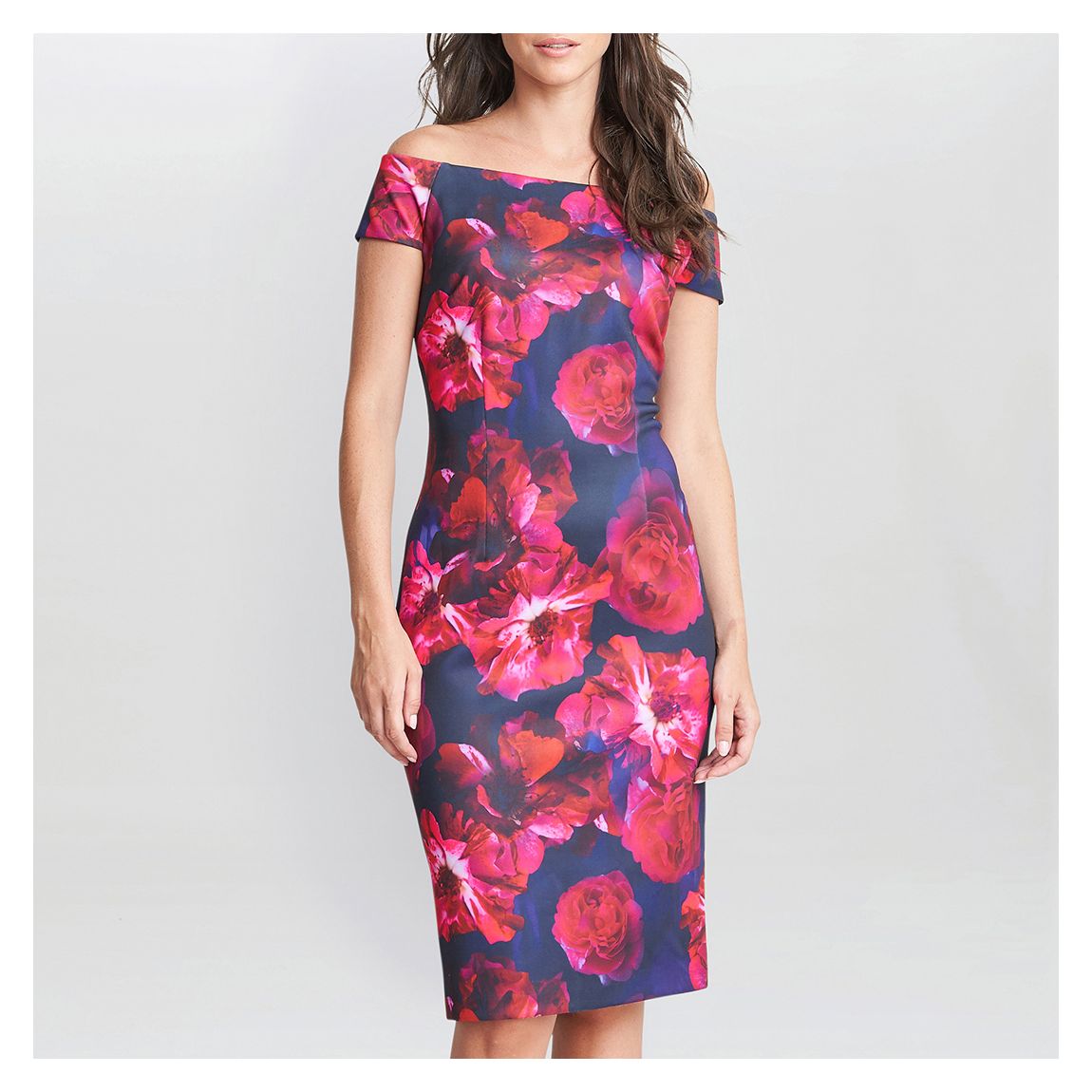 Pink/Blue Miley Midi Printed Dress main product photo