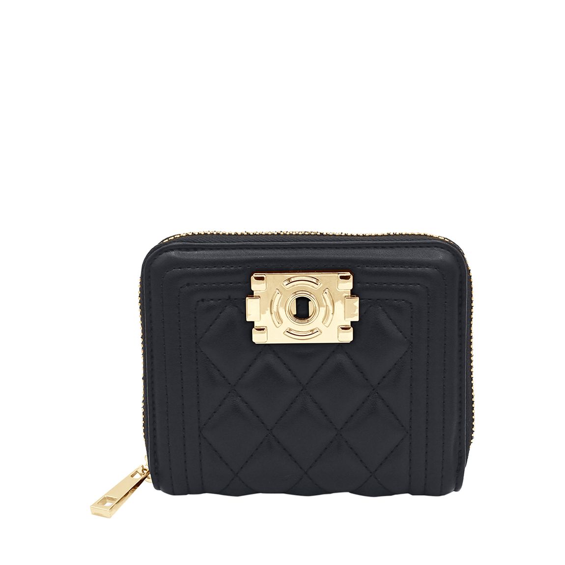 Black Zipped Quilted Wallet main product photo