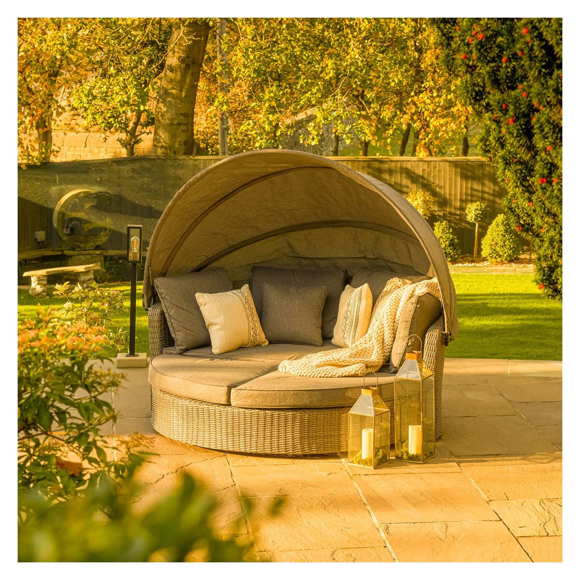 Bermuda Daybed Dining Set with Ceramic Top, Slate Grey main product photo