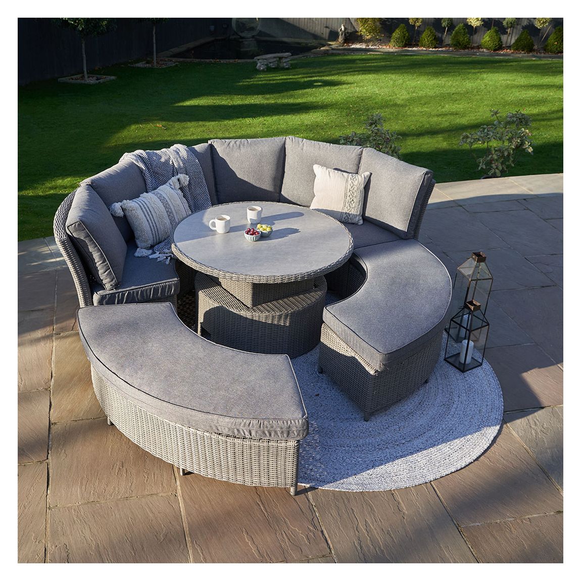 Stone Grey Bermuda Daybed Dining Set with Ceramic Top main product photo