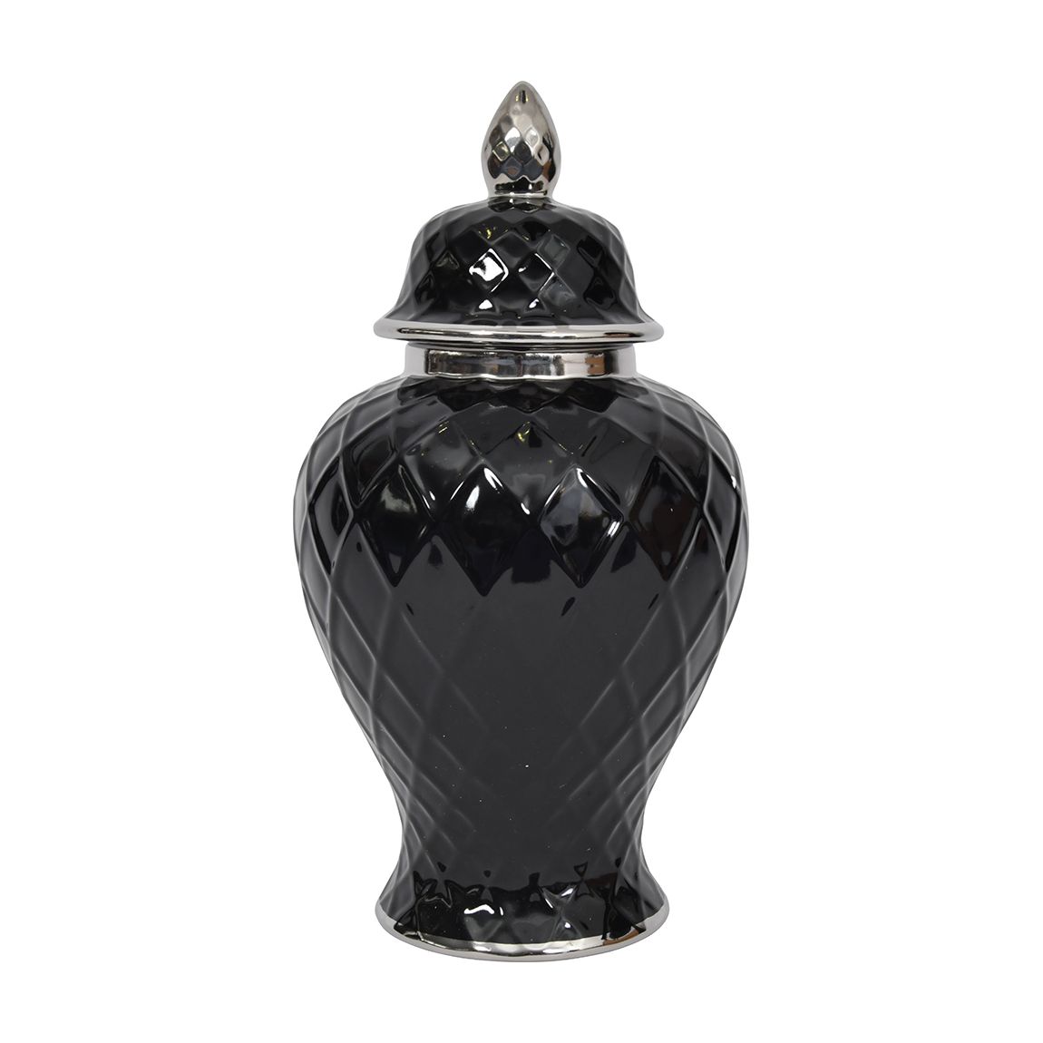 Mayfair Ceramic Ginger Jar, Black and Silver main product photo
