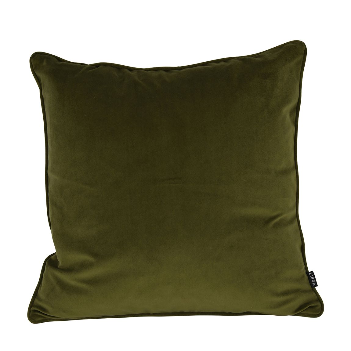Libra Piped Velvet Cushion Moss 45x45cm with Fibre Filler main product photo