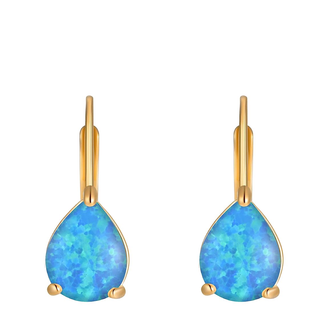 18K Gold Blue Opal Pear Drop Earrings main product photo
