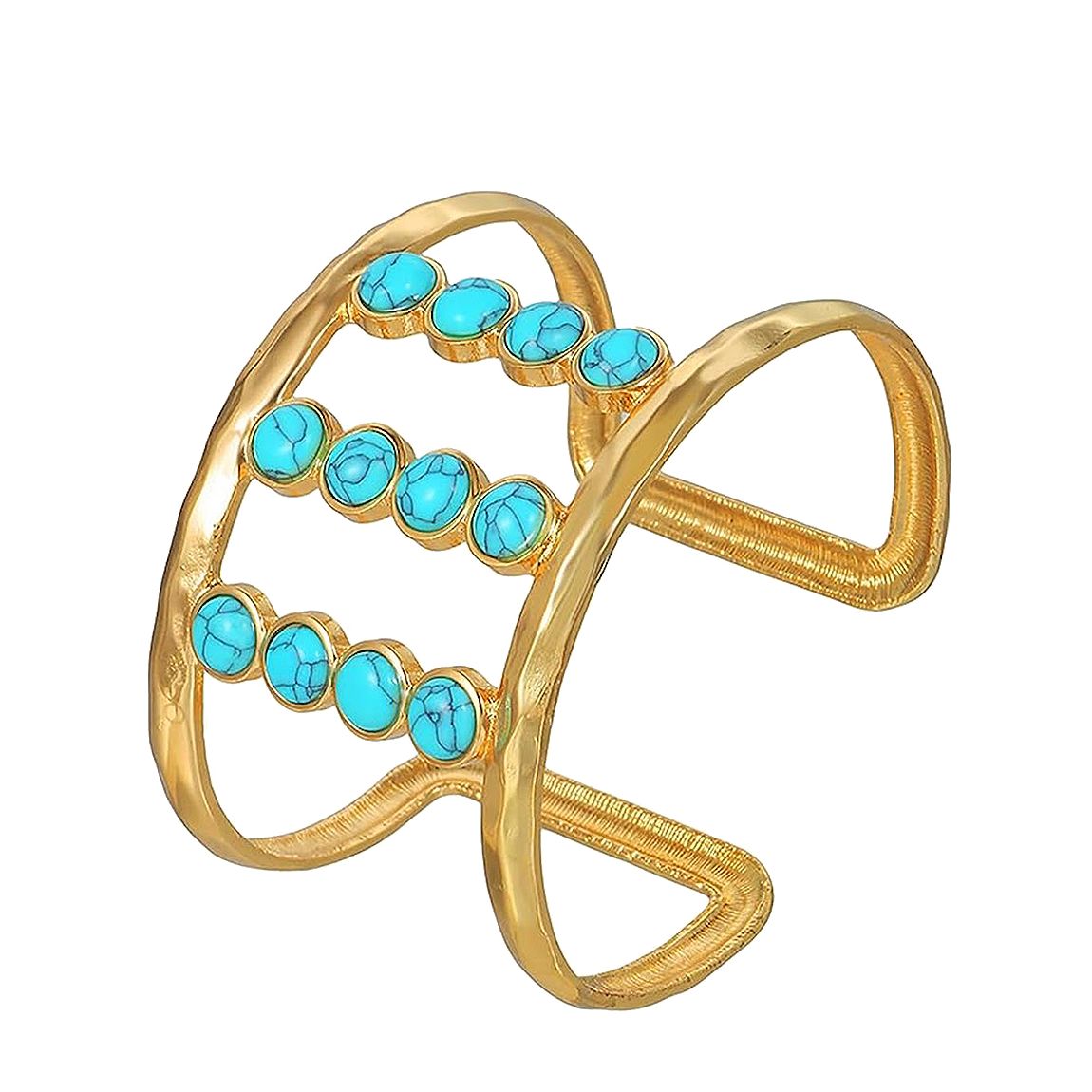 18K Gold Multi Turquoise Cuff Bangle main product photo