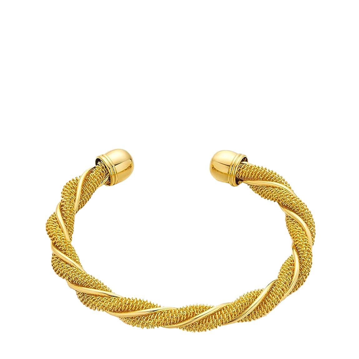 18K Gold Mesh & Polished Cuff Bangle main product photo