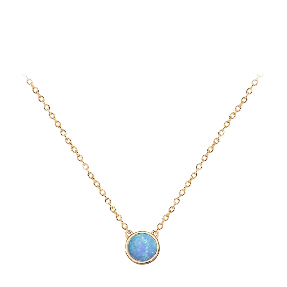 18K Gold Blue Opal Round Necklace main product photo