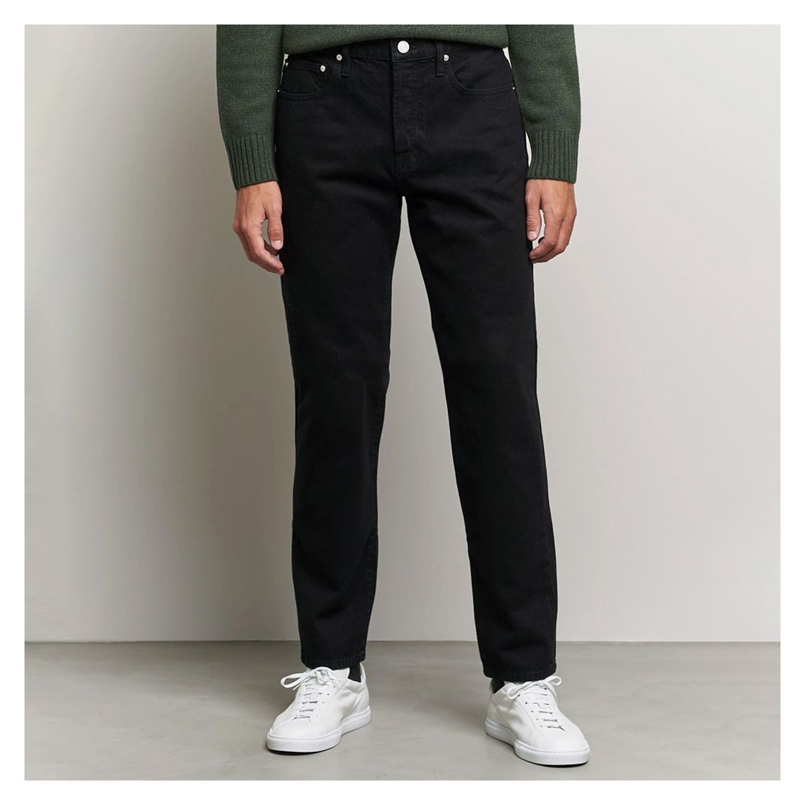 Black Cotton Straight Leg Jeans main product photo