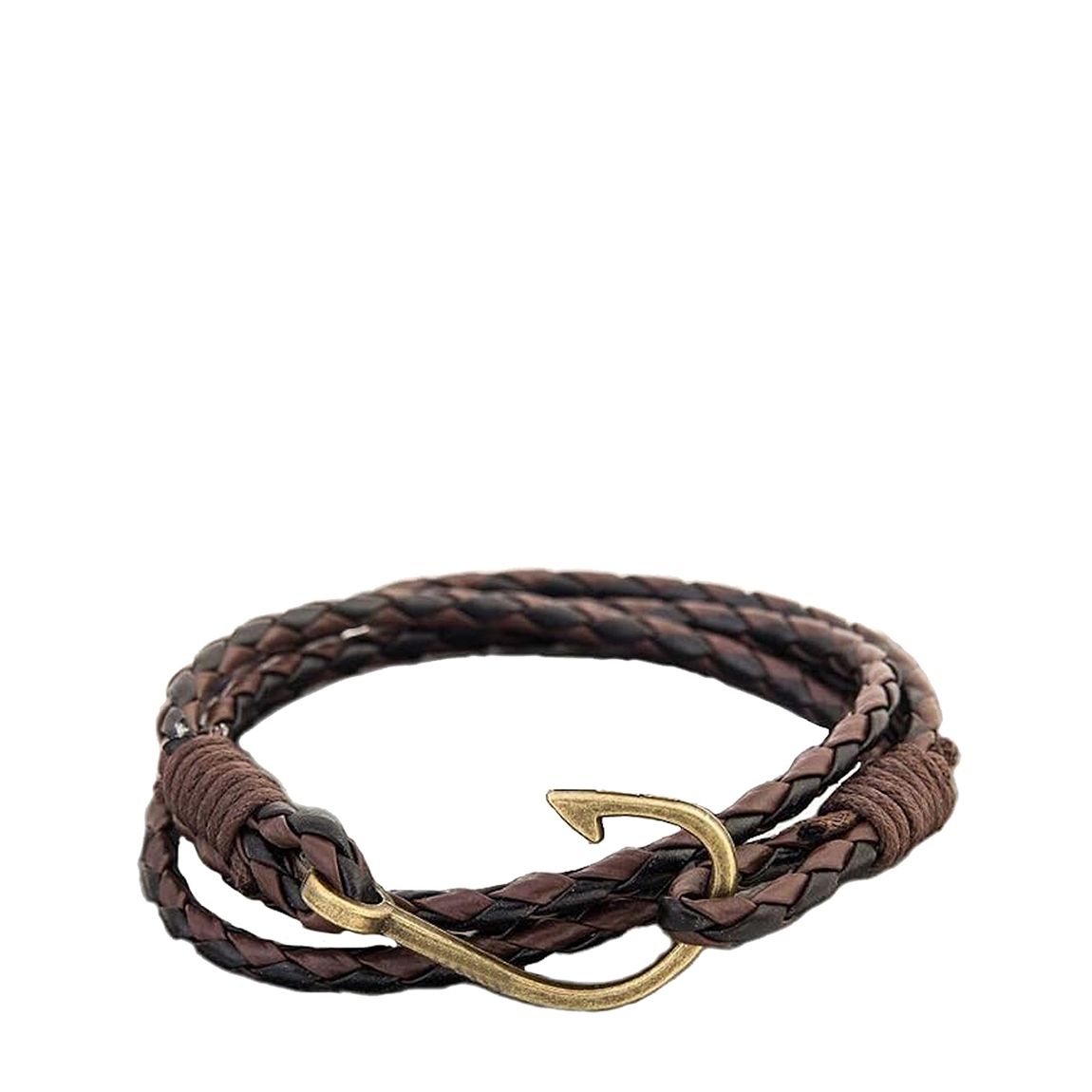 18K Rustic Gold Brown Leather Wrap Bracelet main product photo